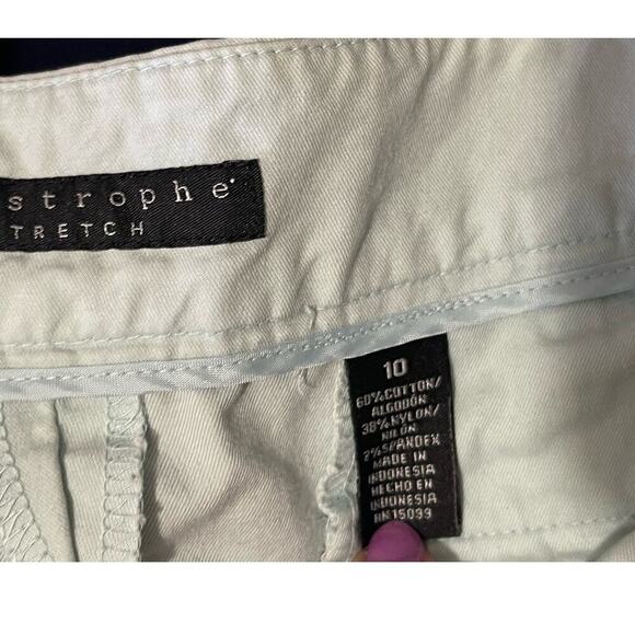 Apostrophe Womens Stretch Chino Pants Size 10 Cropped Pale Light Blue Cuffed Hem - Picture 6 of 9